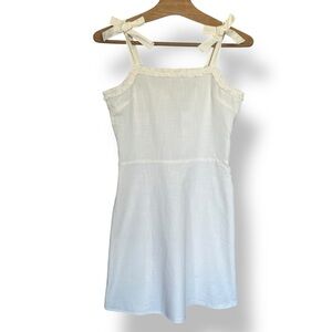 Crewcuts Bow Detail Sleeveless Smocked Midi Tank Dress Cream White Girls Size 16